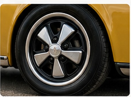Close-up crop of an AI-generated Fuchs-style Porsche wheel