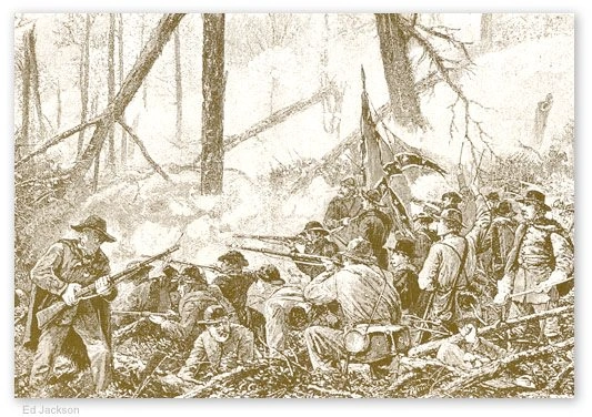 Illustrative wooded terrain associated with the Battle of New Hope Church