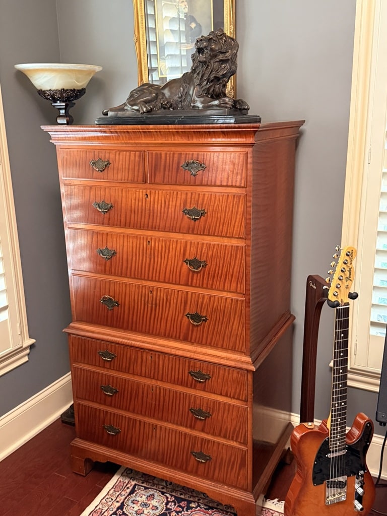 curly or tiger maple chest of drawers
