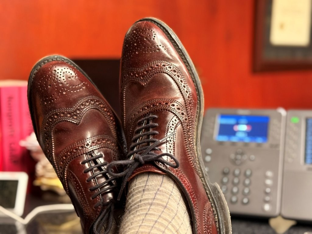 A quiet retirement moment with feet up and time to think.